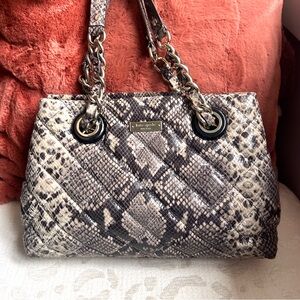 Kate Spade Gold Coast Maryanne Quilted Metallic Snakeskin Bag/Tote